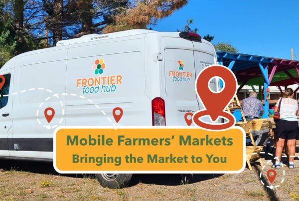 Image: Frontier Food Hub’s mobile van setting up in Santa Clara, NM.