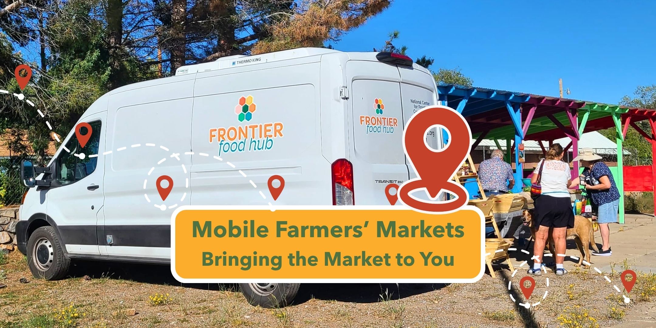Image: Frontier Food Hub’s mobile van setting up in Santa Clara, NM.