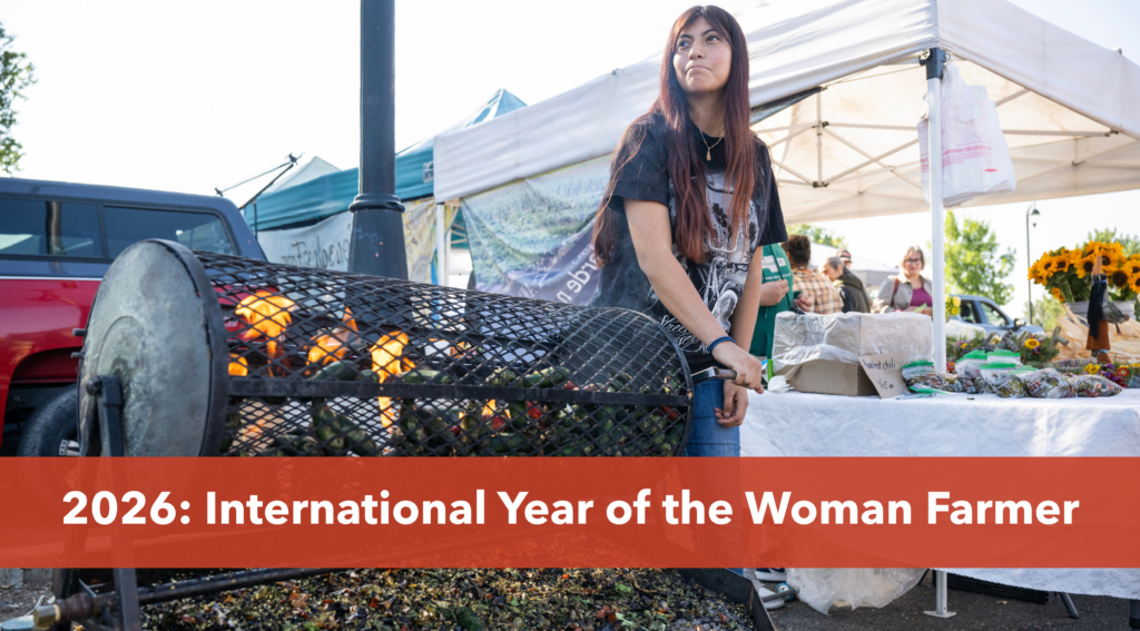 A woman farmer in Taos roasting chiles